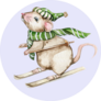 Christmas Mice Skiing Sticker
