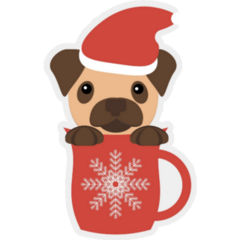 Christmas Mug Pug Sticker