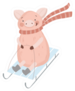 Christmas Pig On A Sled Sticker
