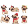 Christmas Pugs Sticker Sheet 