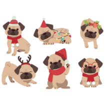 Christmas Pugs Sticker Sheet 