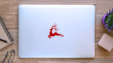 Christmas Reindeer Silhouette Sticker on a Laptop (New) example