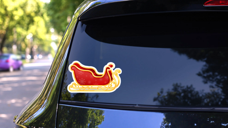 Christmas Santa Claus Sleigh Sticker on a Rear Car Window (New) example