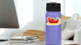 Christmas Santa Claus Sleigh Sticker on a Water Bottle (New) example