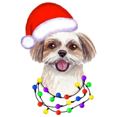 Christmas Shih Tzu Sticker