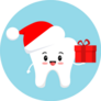 Christmas Tooth With Gift In Red Santa Claus Hat Sticker