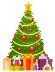 Christmas Tree And Holiday Gifts Sticker