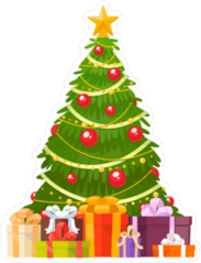 Christmas Tree And Holiday Gifts Sticker