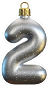 Christmas Tree Decoration Font Number 2 Sticker