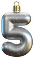 Christmas Tree Decoration Font Number 5 Sticker