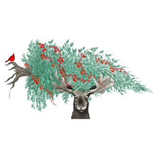 Christmas Tree Moose Sticker