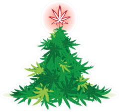 Christmas Tree With Cannabis Leaf Topper Sticker