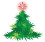 Christmas Tree With Cannabis Leaf Topper Sticker