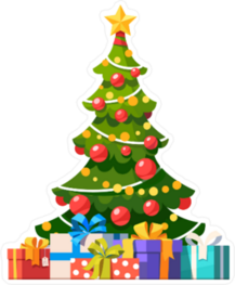 Christmas Tree With Star Decoration Balls And Lights Sticker
