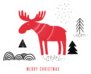 Christmas, Winter Illustration With Moose Sticker
