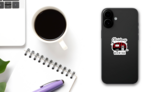 Christmas With My Tribe Camping Sticker on a Phone (New) example