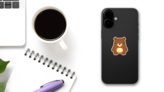 Chubby Bear Cartoon Sticker on a Phone (New) example