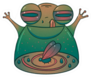 Chubby Green Toad Eats A Fly Sticker