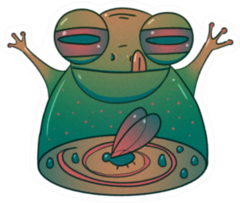 Chubby Green Toad Eats A Fly Sticker