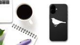 Chubby Partridge Sticker on a Phone (New) example