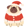 Chubby Santa Pug Sticker