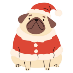 Chubby Santa Pug Sticker