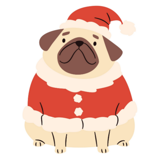 Chubby Santa Pug Sticker