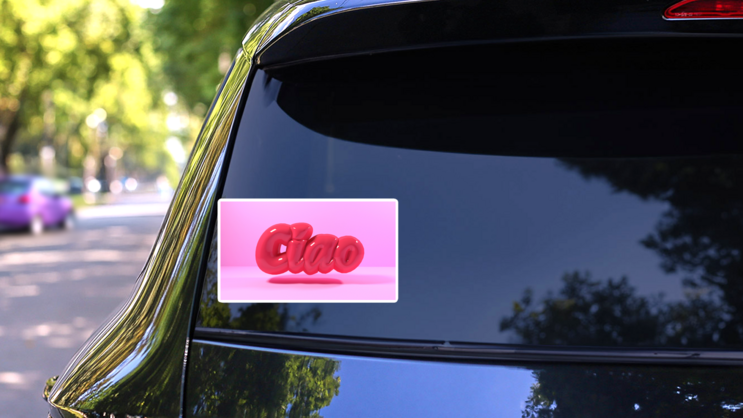 Ciao Balloon Sticker on a Rear Car Window (New) example