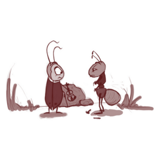 Cicada And Ant Illustration Sticker