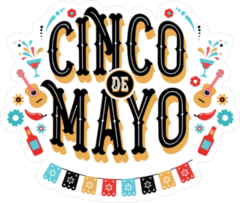 Cinco De Mayo With Flags Flowers And Decorations Sticker
