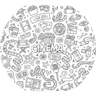 Cinema, Movie, Film Doodles Sketch Symbols Stickers