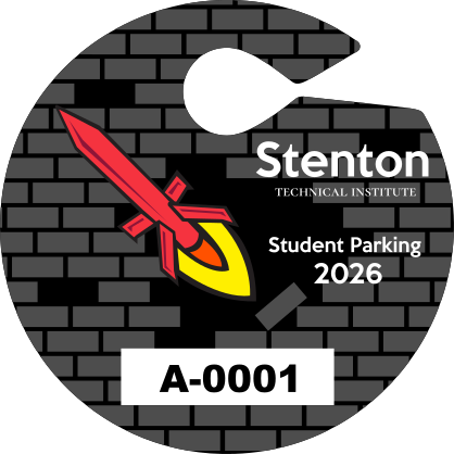 Circle Brick Wall School Hang Tag Parking Permit