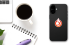 Circle Flame Sticker on a Phone (New) example