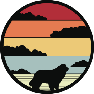 Circle Retro Newfie Sticker
