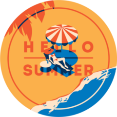 Circle Summer Beach Sticker