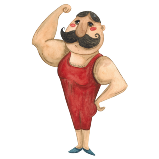 Circus Strongman Mustache Sticker