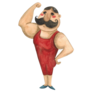 Circus Strongman Mustache Sticker
