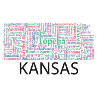Cities In The State Of Kansas Lettering Colorful Sticker