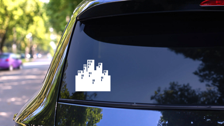City Buildings Sticker on a Rear Car Window (New) example