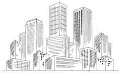 City Graphic Black White Cityscape Skyline Sketch Sticker