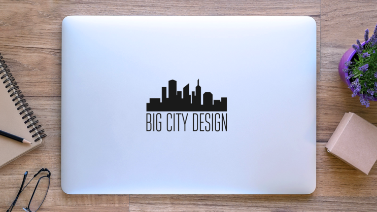 City Icon Big City Design Illustration Sticker on a Laptop (New) example