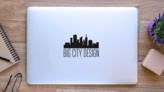 City Icon Big City Design Illustration Sticker on a Laptop (New) example
