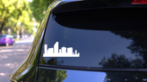 City Skyline Sticker on a Rear Car Window (New) example