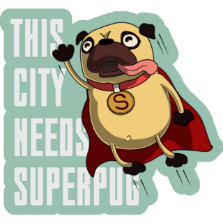 City Superpug Sticker