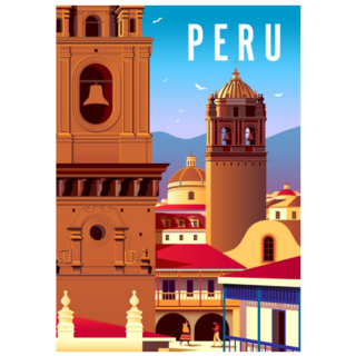 Cityscape With Old Catholic Cathedrals, Peru Sticker