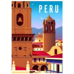 Cityscape With Old Catholic Cathedrals, Peru Sticker