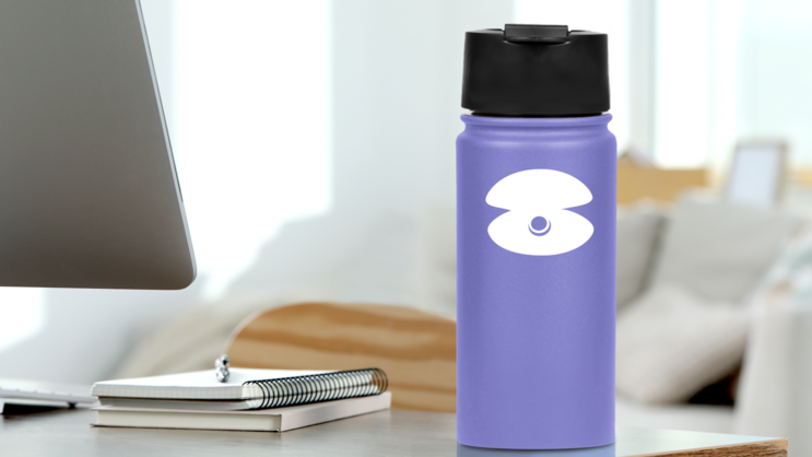 Clam Seashell With Pearl Sticker on a Water Bottle (New) example