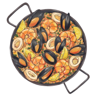 Classic Dish Of Spain, Paella, Seafood Sticker