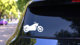 Classic Motorcycle Sticker on a Rear Car Window (New) example