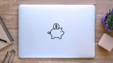 Classic Piggy Bank Sticker on a Laptop (New) example